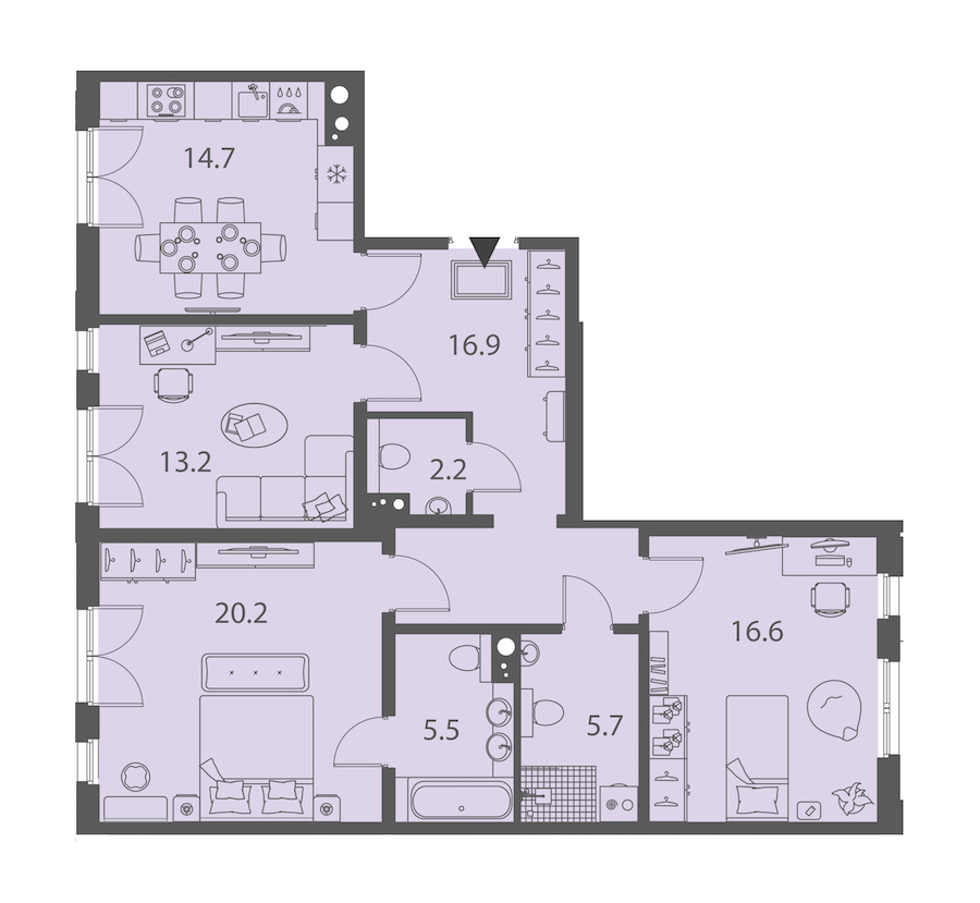 3-комнатная квартира 95 м², 2/10 эт., ЖК «DOMINO Premium»